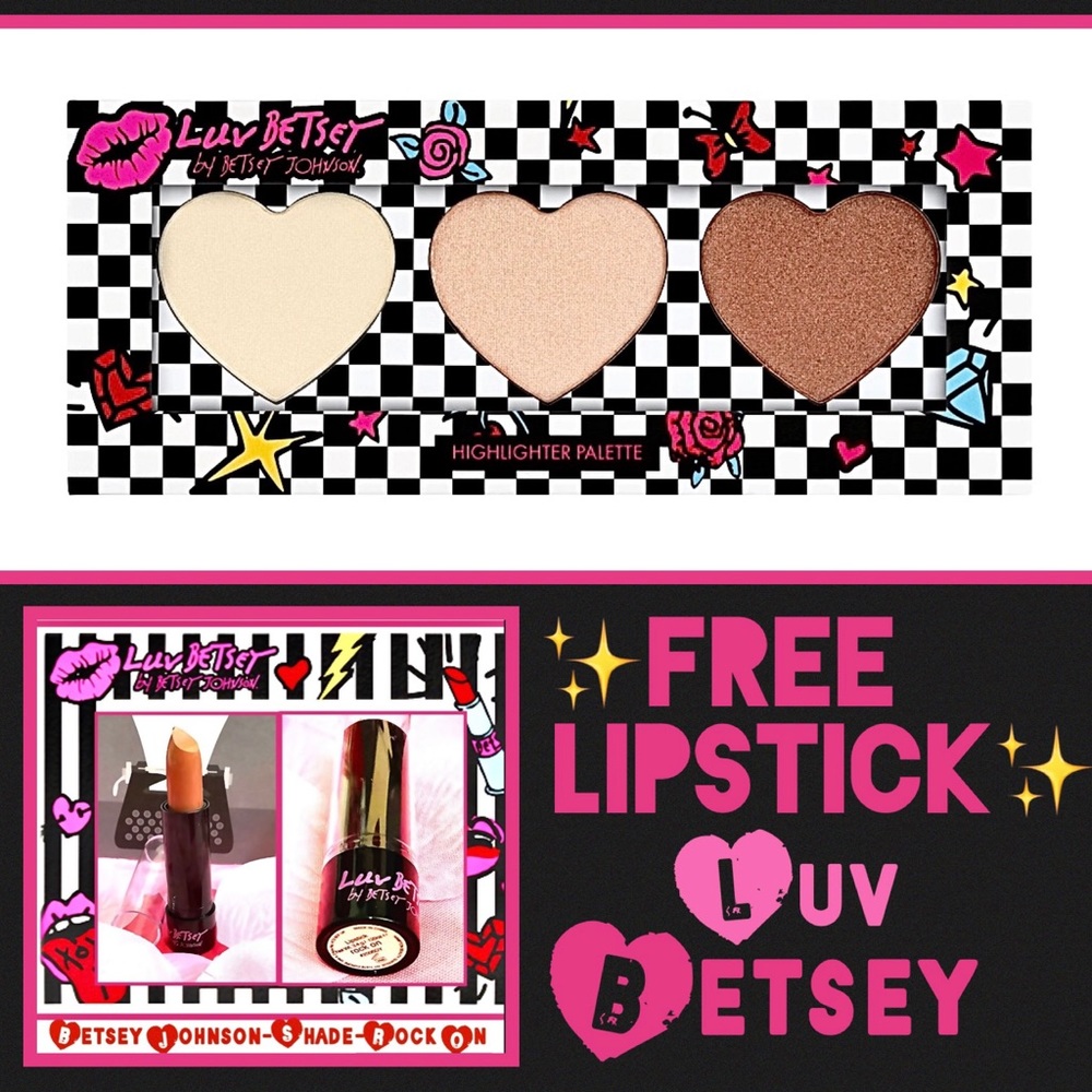 5/$25❤️Betsey Johnson Highlighter Palette+Free Lipstick❤️